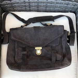 Suede Gap Messenger Crossbody Bag Purse